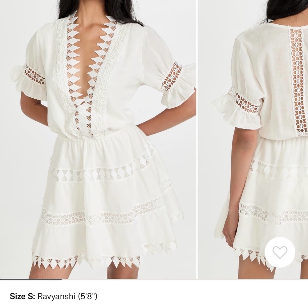 Peixoto Ora White Lace Trim Dress, Size Small